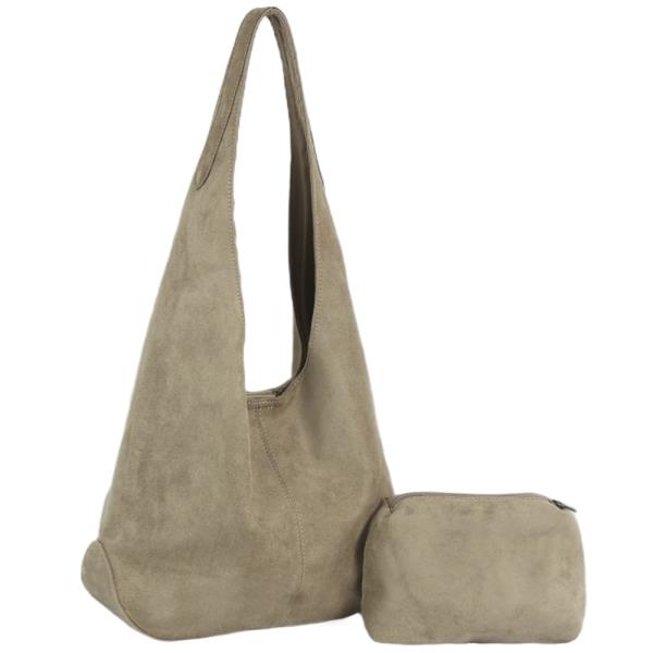 2IN1 TEXTURED SLOUCHY HOBO SHOULDER BAG W POUCH SET