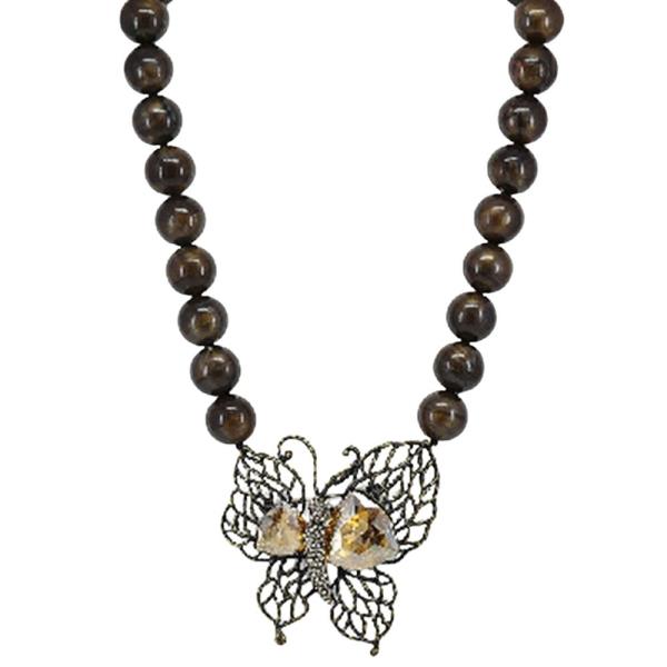 Butterfly Pendant Beaded Necklace