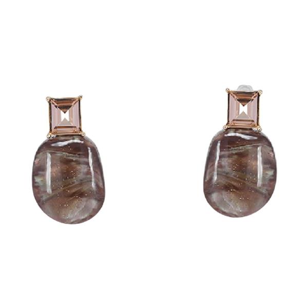 Rectangular Top Pebble Drop Earrings