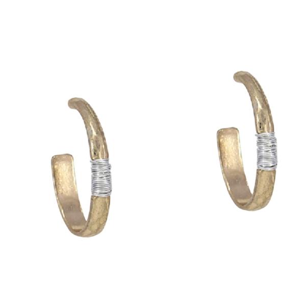 Open Hoop Earrings with Wire Wrap