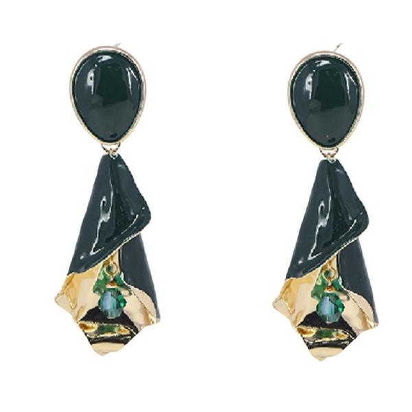 Enamel Teardrop Folded Metal Dangle Earrings