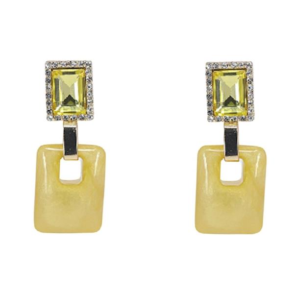 Rhinestone Rectangle Drop Earrings