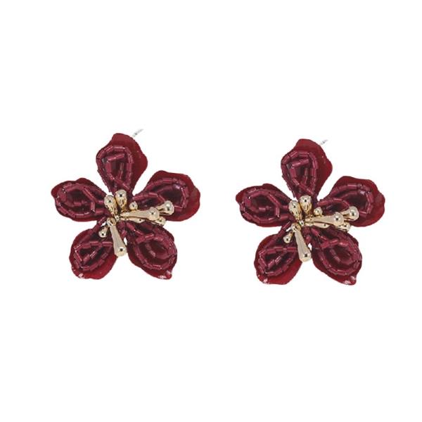 Beaded Flower Stud Earrings