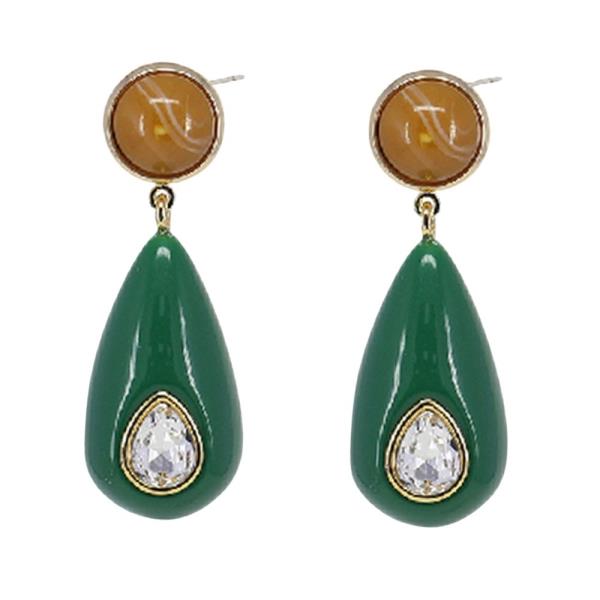 Teardrop Drop Earrings with Crystal Accent