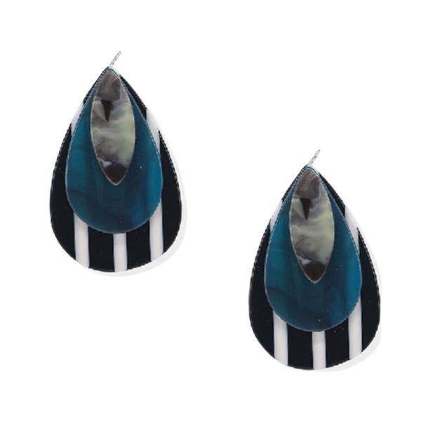 Layered Teardrop Striped Drop Earring