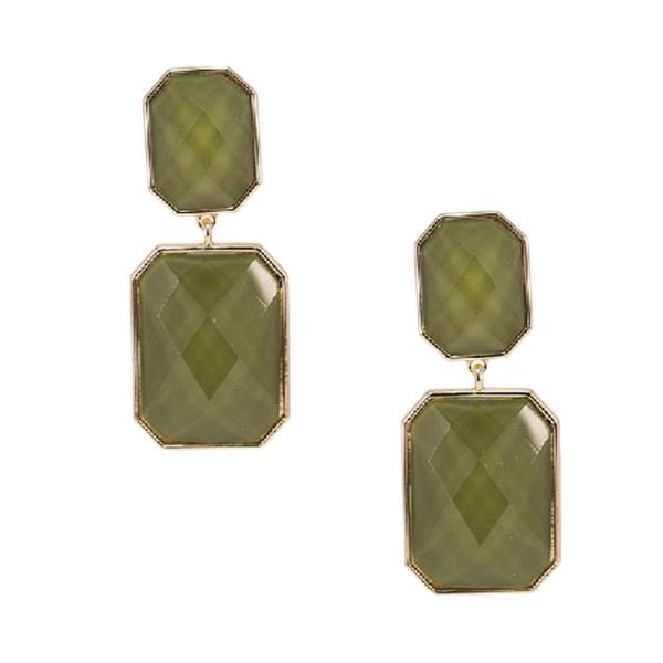 Faceted Octagon Double Drop Earring