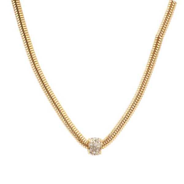 Snake Chain Necklace with Rhinestone Slider