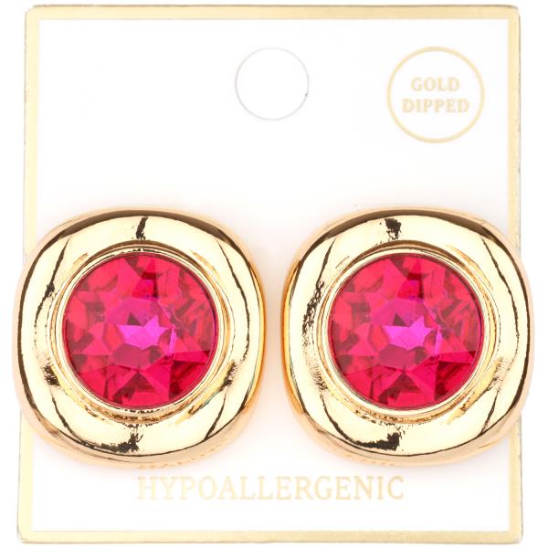 Hypoallergenic Round Stone Earrings