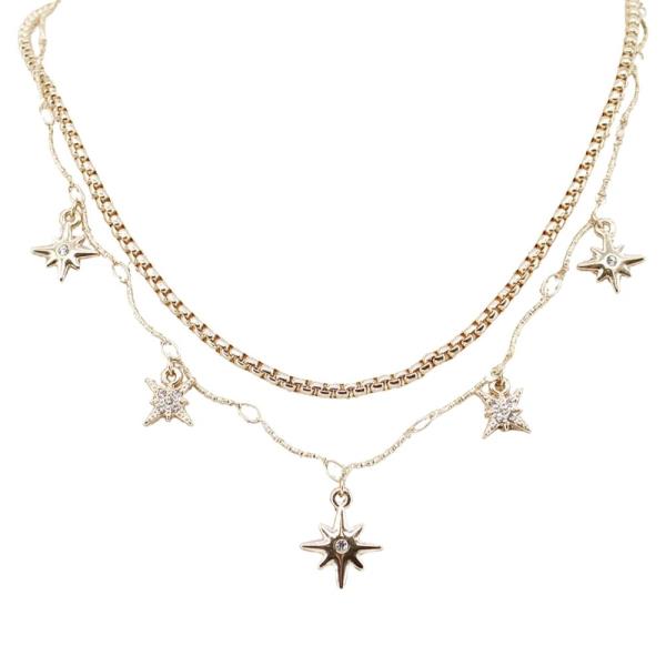 Layered Star Charm Chain Necklace