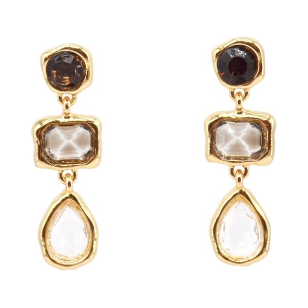 Three Tier Stone Drop Earrings