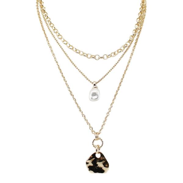 Layered Multi Chain Necklace With Pendants