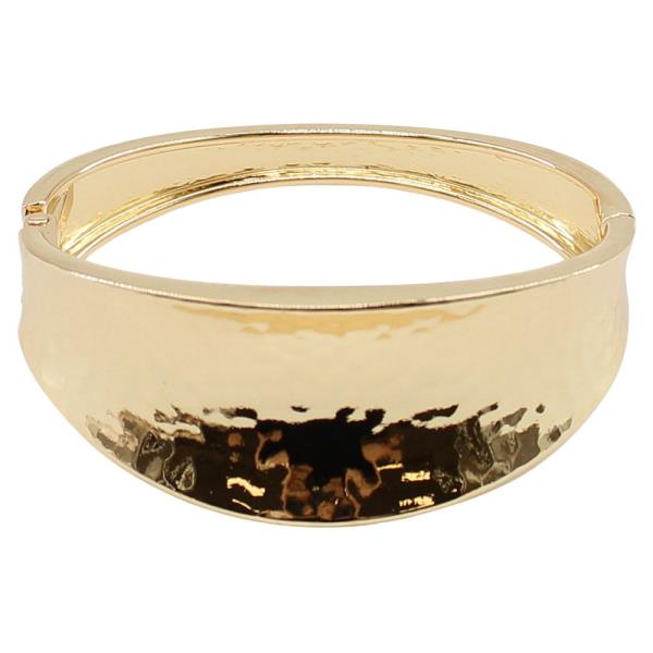Hinged Hammered Wide Cuff Bangle Bracelet