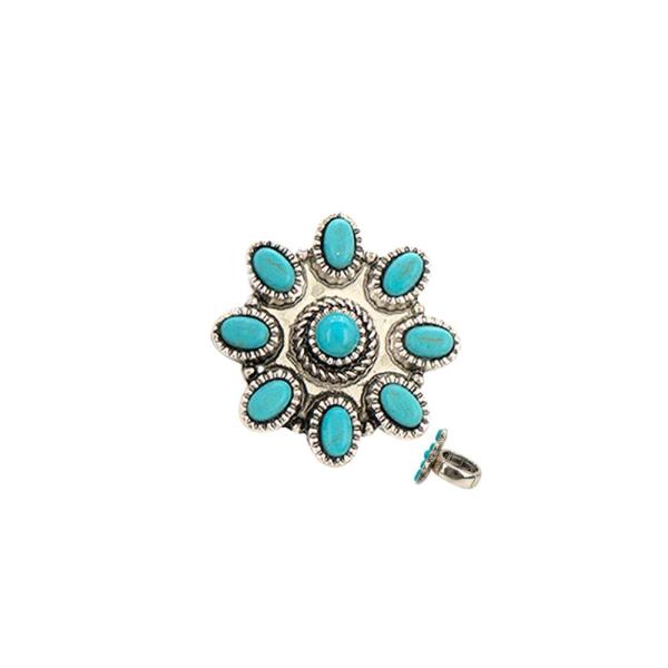 Western Flower Stone Cluster Stretch Ring