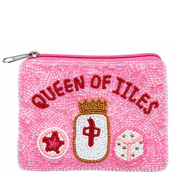 SEED BEAD QUEEN OF TILES COIN PURSE BAG