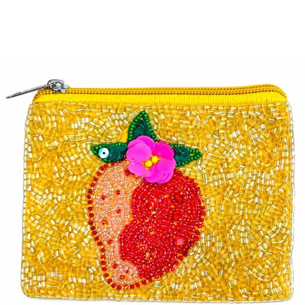 SEED BEAD FRUIT COIN PURSE BAG