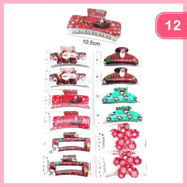 Christmas Santa Hair Claw Clips (12 Units)