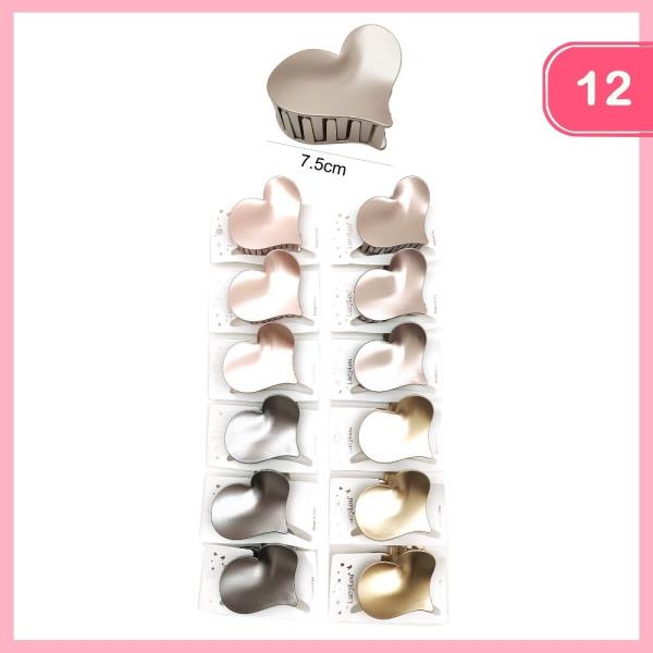 Heart Shape Matte Hair Claw Clip (12 Units)