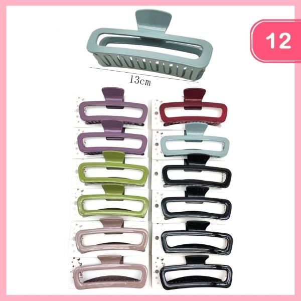 Open Hair Claw Clips 13cm (12 Units)