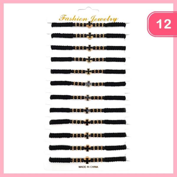 Cross Beaded Cord Bracelet (12 Units)