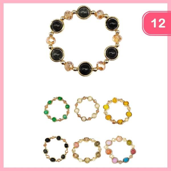 Round Bead Stretch Bracelet (12 Units)