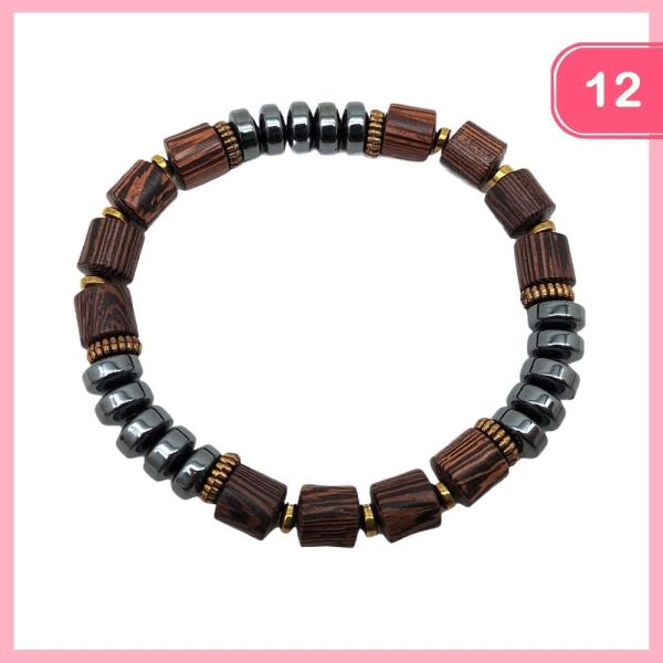Barrel Bead Stretch Bracelet (12 Units)