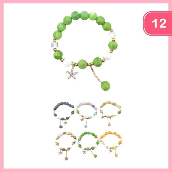 Starfish Charm Beaded Stretch Bracelet (12 Units)