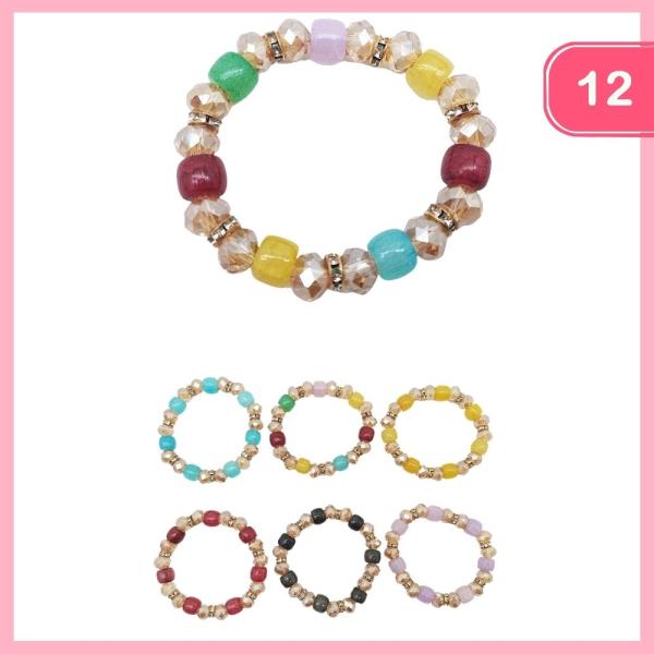 Rhinestone Bead Stretch Bracelet (12 Units)
