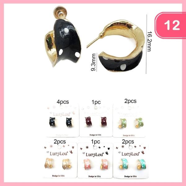 Enamel Dotted Hoop Earring (12 Units)