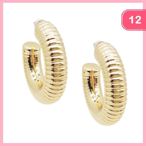 Ribbed Open Hoop Earrings (12 Units)