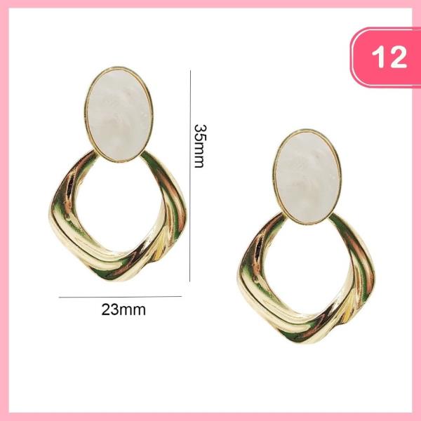 Oval Twisted Geometric Drop Earrings (12 Units)