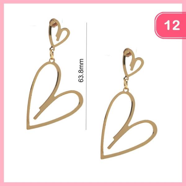 Open Heart Dangle Earrings (12 Units)
