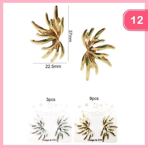Sculptural Flame Stud Earrings (12 Units)