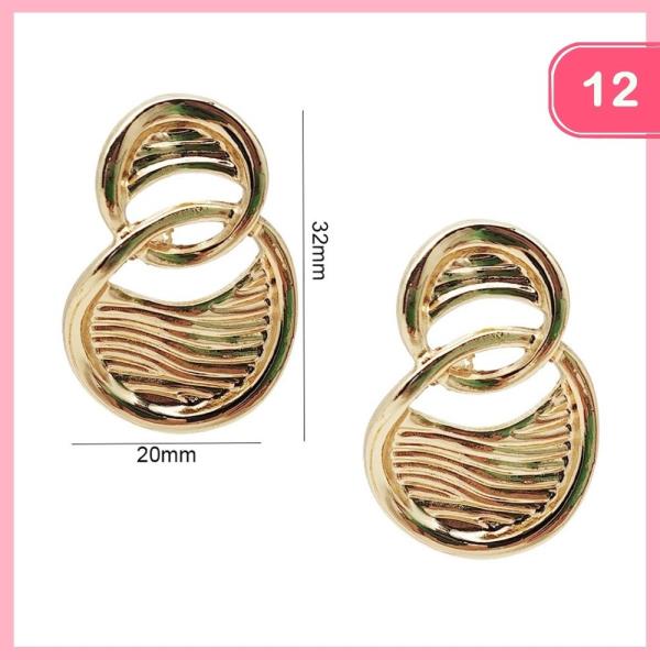 Textured Interlocking Hoop Earrings (12 Units)
