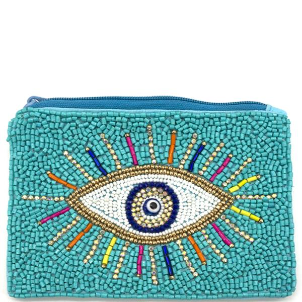 Seed Bead Evil Eye Coin Purse