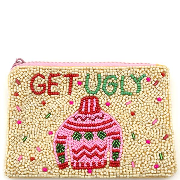 Seed Bead Get Ugly Beaded Christmas Ornament Coin Purse