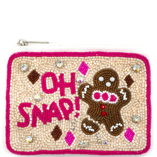 Seed Bead Oh Snap Gingerbread Man Coin Purse