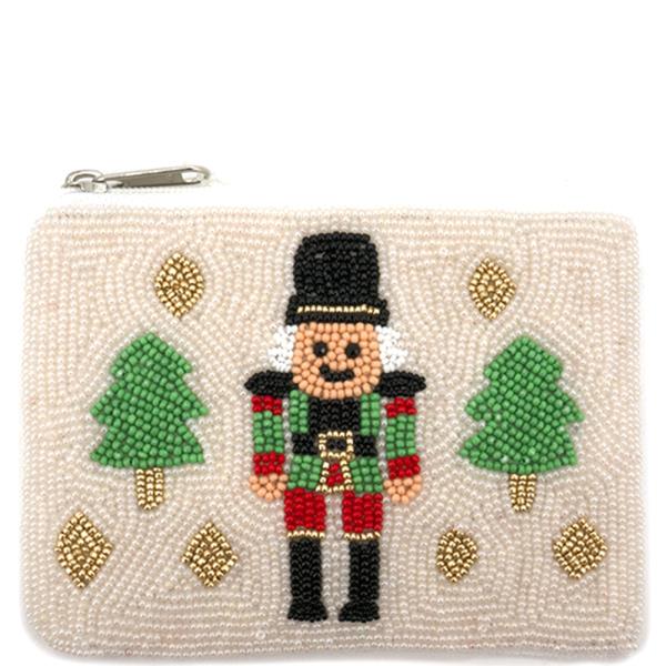 Seed Bead Nutcracker Christmas Coin Purse