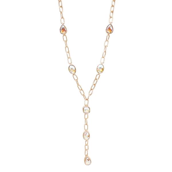 Teardrop Stone Lariat Necklace