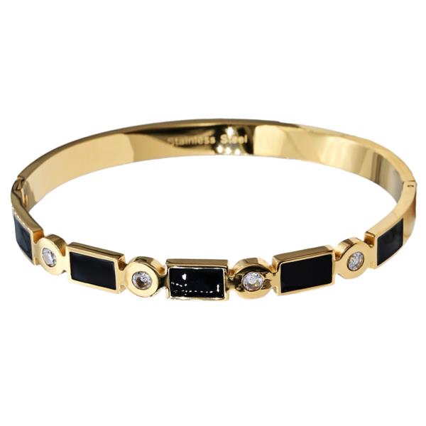 Stainless Steel Bangle Bracelet with Rhinestone