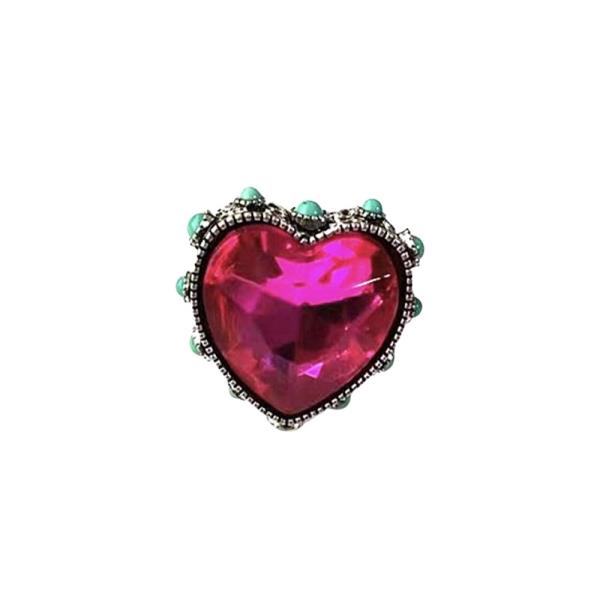 Heart Shaped Gem Ring with Beaded Edge