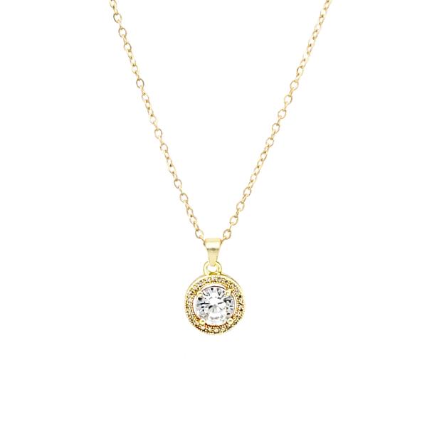 CZ Round Halo Pendant Necklace