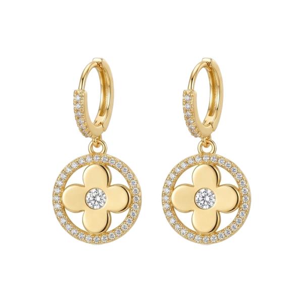 Clover Brass Huggies Earring