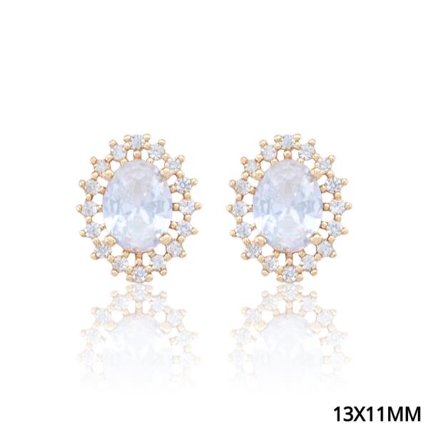 Halo Oval Cubic Zirconia Stud Earrings