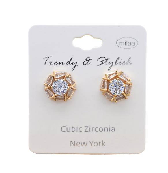 Cubic Zirconia Flower Cluster Stud Earrings