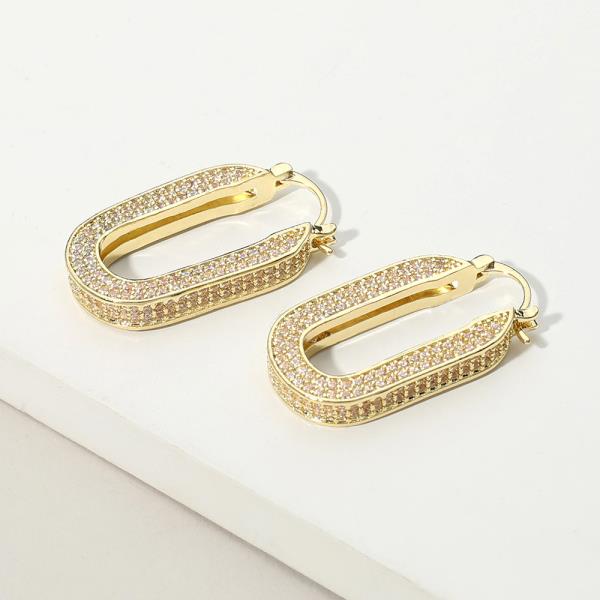 Oval Pave Hoop Earrings