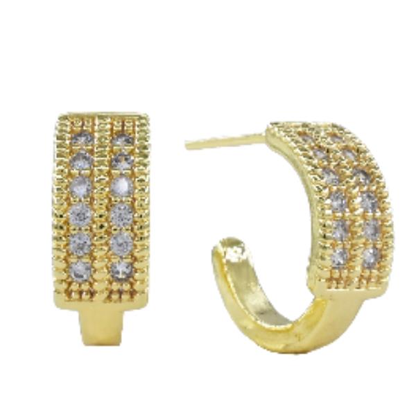 CZ Rhinestone Studded Huggie Hoop Earrings