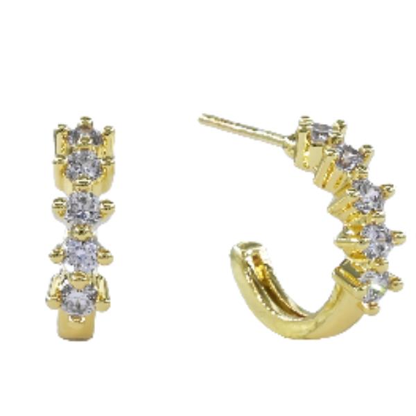 CZ Stone Accent Hoop Earrings