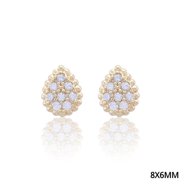 Brass Teardrop  CZ  Earring