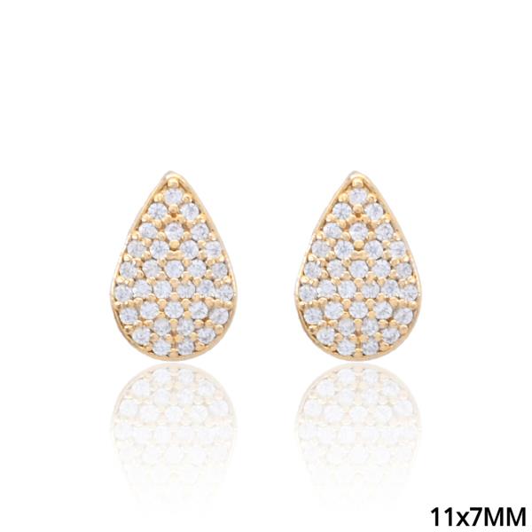Brass Teardrop  CZ  Earring