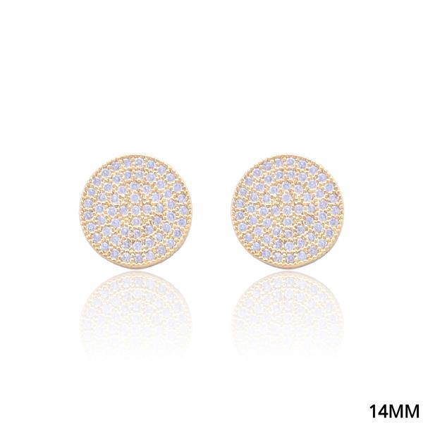 Brass Round CZ  Earring